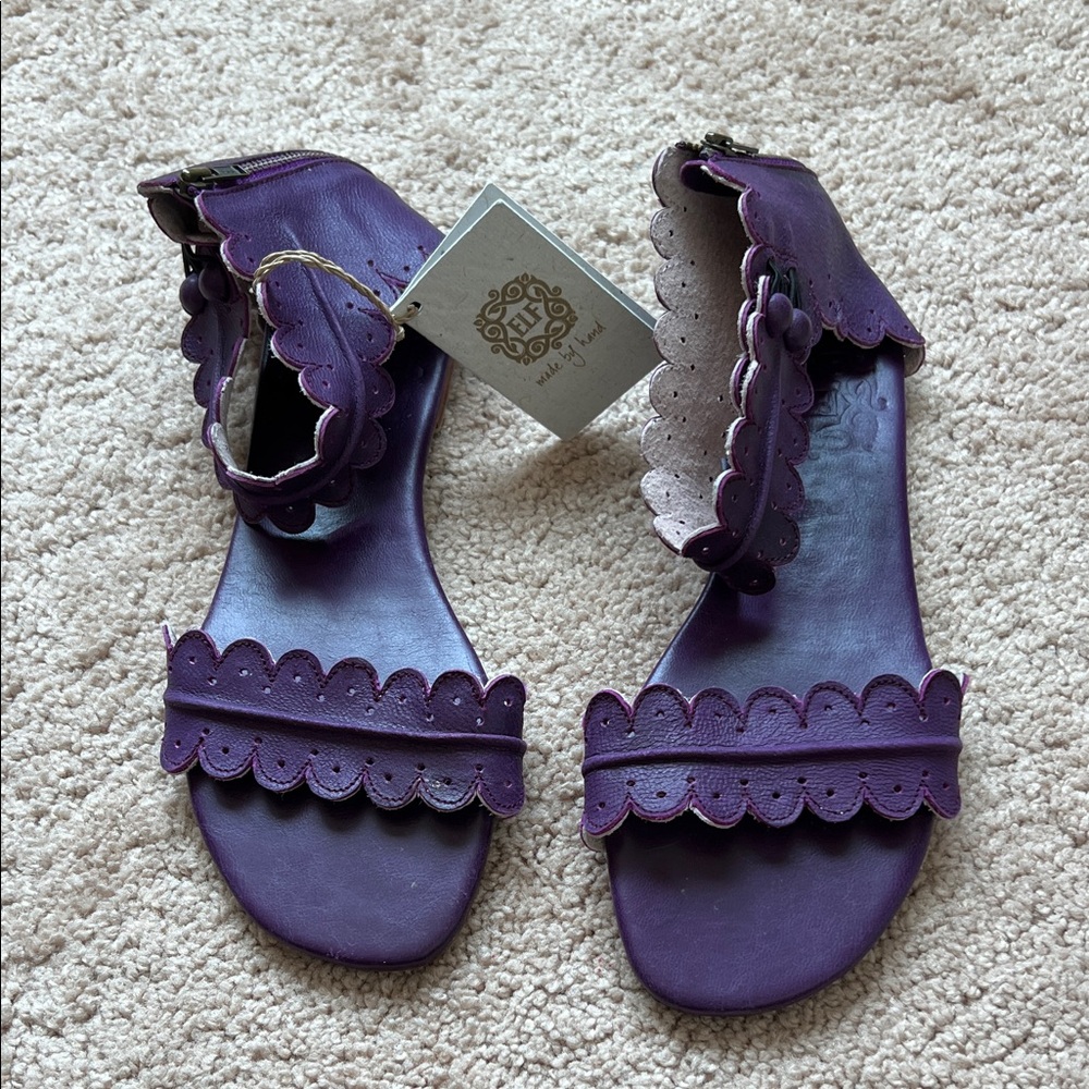 ELF Purple Scalloped Ankle-Strap Sandals